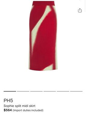 PH5 Sophie Split Midi Skirt - Red & Cream Wave Print